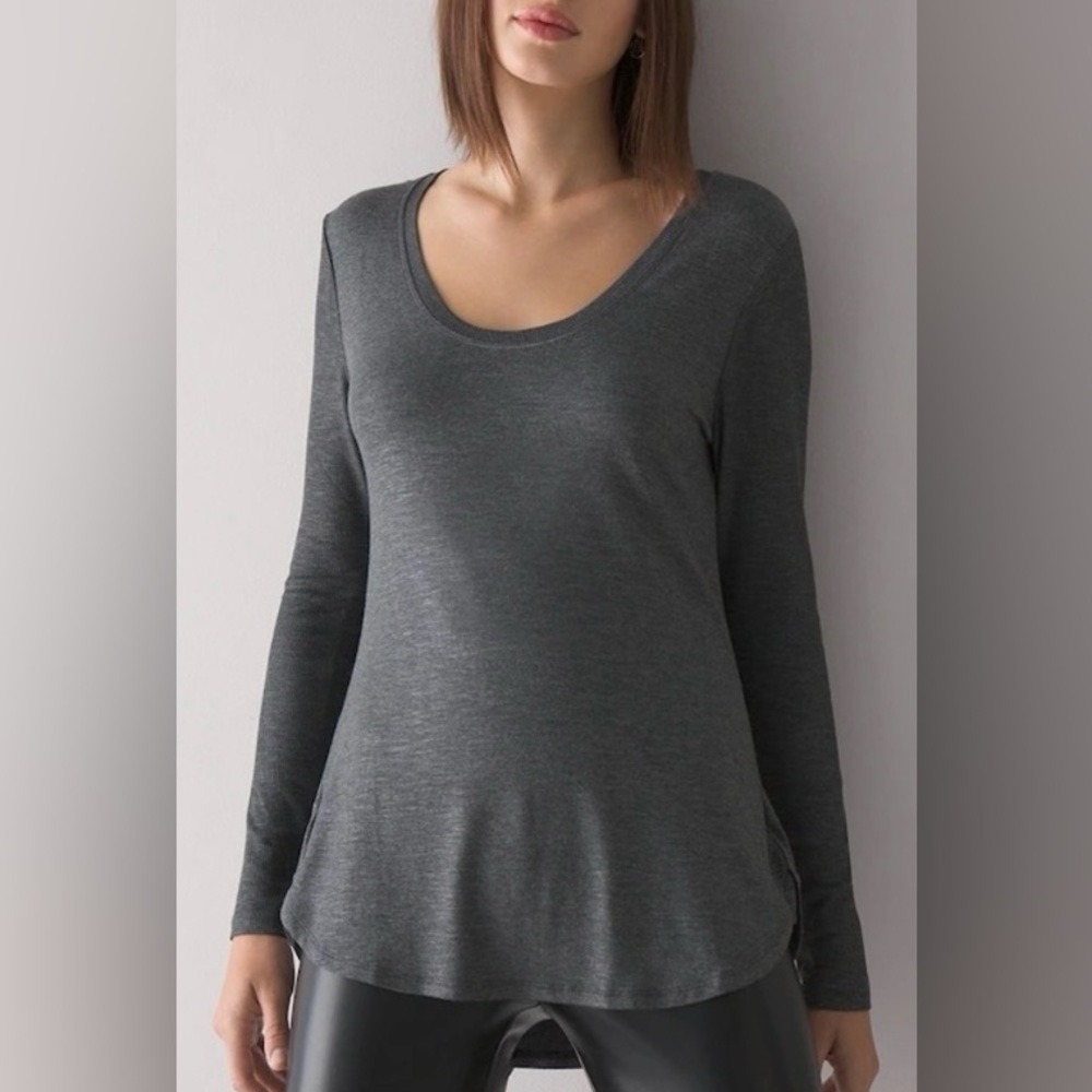 ♟️NWT - White House Black Market Go long-over-lean sleek long-sleeve tunic tee L